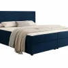 Mobilier1 Lit continental Memphis 117, Double, Bleu, Tissu, Disponible