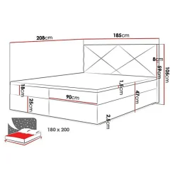 Mobilier1 Lit continental Memphis 117, Double, Bleu, Tissu, Disponible