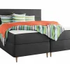 Mobilier1 Lit continental Memphis 135, Double, Gris, Tissu, Disponible