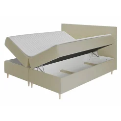 Mobilier1 Lit continental Memphis 135, Double, Gris, Tissu, Disponible