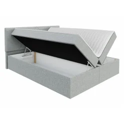 Mobilier1 Lit continental Memphis 117, Double, Brun clair, Tissu, Disponible New