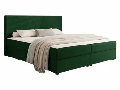Mobilier1 Lit continental Memphis 116, Double, Vert, Tissu, Disponible