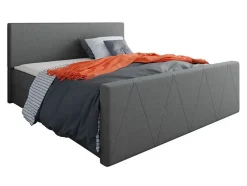 Mobilier1 Lit continental Memphis 119, Double, Gris, Tissu, Disponible Discount