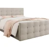 Mobilier1 Lit continental Memphis 113, Double, Brun clair, Tissu, Disponible