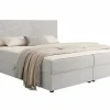Mobilier1 Lit continental Memphis 117, Double, Gris, Tissu, Disponible