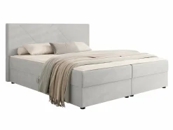 Mobilier1 Lit continental Memphis 117, Double, Gris, Tissu, Disponible