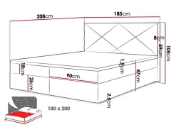 Mobilier1 Lit continental Memphis 117, Double, Rose, Tissu, Disponible Outlet