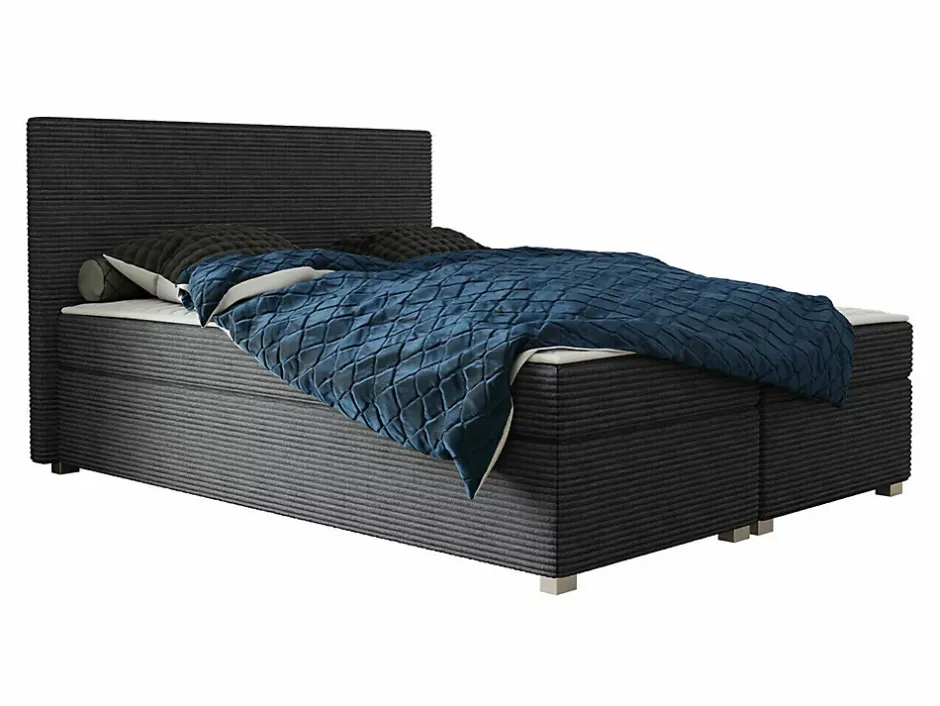 Mobilier1 Lit continental Memphis 137, Double, Gris, Tissu, Disponible Sale