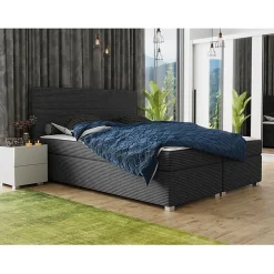 Mobilier1 Lit continental Memphis 137, Double, Gris, Tissu, Disponible Sale