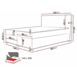 Mobilier1 Lit continental Memphis 137, Double, Gris, Tissu, Disponible Sale