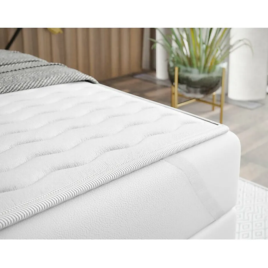 Mobilier1 Lit continental Memphis 137, Double, Gris, Tissu, Disponible Sale