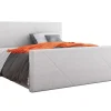 Mobilier1 Lit continental Memphis 120, Double, Gris, Tissu, Disponible