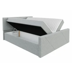 Mobilier1 Lit continental Memphis 120, Double, Gris, Tissu, Disponible
