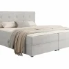Mobilier1 Lit continental Memphis 114, Double, Gris, Tissu, Disponible
