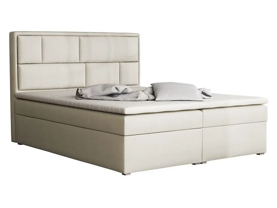 Mobilier1 Lit continental Pomona 115, Double, Brun clair, Tissu, Disponible Hot
