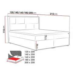 Mobilier1 Lit continental Pomona 115, Double, Brun clair, Tissu, Disponible Hot