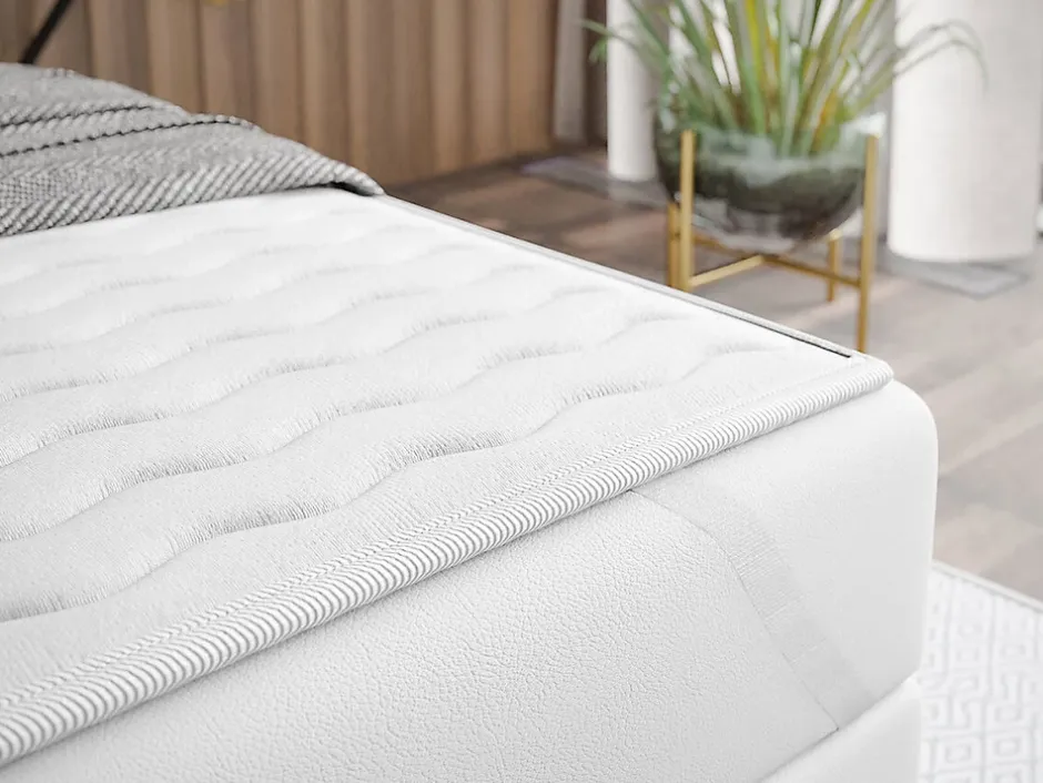 Mobilier1 Lit continental Pomona 115, Double, Brun clair, Tissu, Disponible Hot