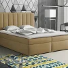 Mobilier1 Lit continental Pomona 116, Double, Brun clair, Tissu, Disponible New