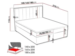 Mobilier1 Lit continental Pomona 116, Double, Brun clair, Tissu, Disponible New