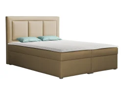 Mobilier1 Lit continental Pomona 112, Double, Brun clair, Tissu, Disponible