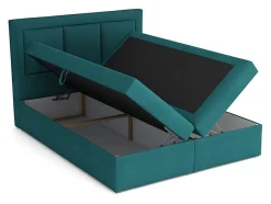 Mobilier1 Lit continental Pomona 112, Double, Brun clair, Tissu, Disponible