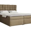 Mobilier1 Lit continental Pomona 117, Double, Brun clair, Tissu, Disponible