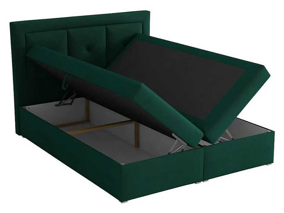 Mobilier1 Lit continental Pomona 113, Double, Turquoise, Tissu, Disponible