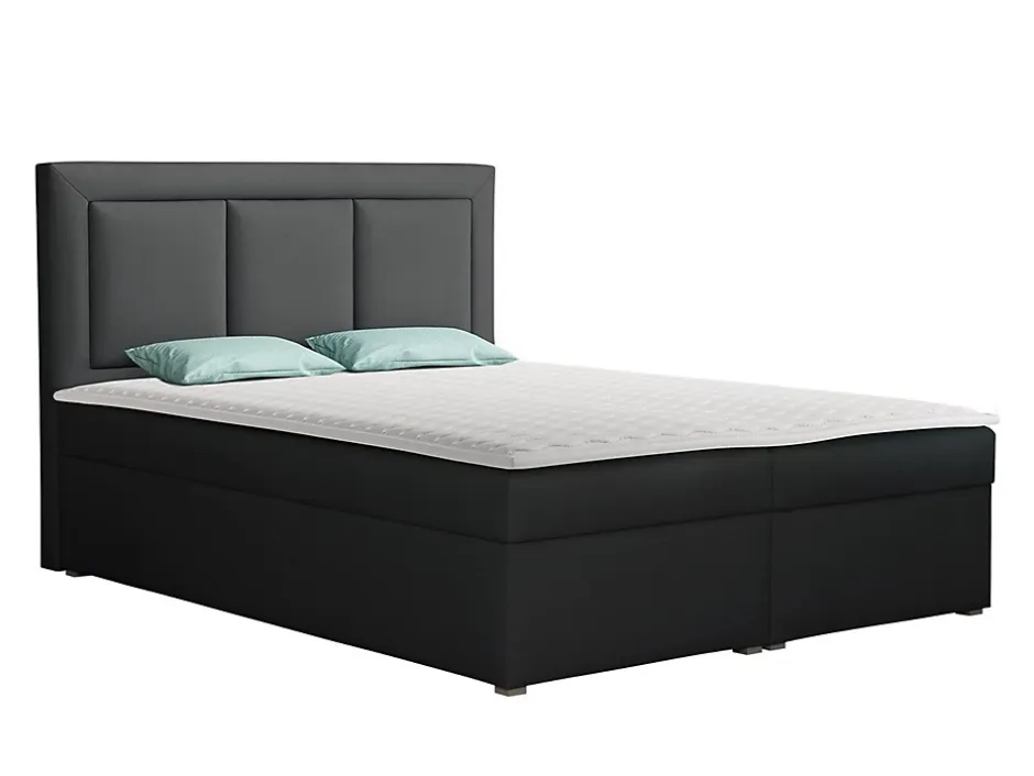 Mobilier1 Lit continental Pomona 112, Double, Gris, Tissu, Disponible Best