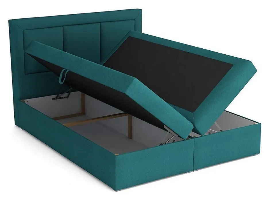 Mobilier1 Lit continental Pomona 112, Double, Gris, Tissu, Disponible Best