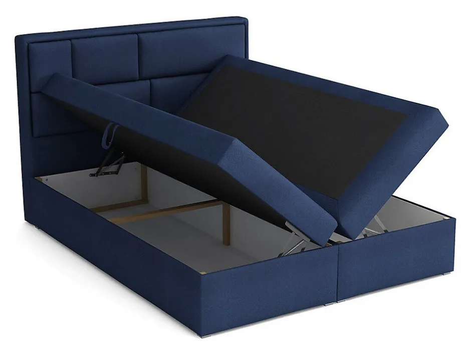 Mobilier1 Lit continental Pomona 115, Double, Brun clair, Tissu, Disponible
