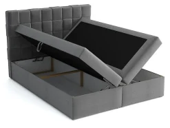 Mobilier1 Lit continental Pomona 117, Double, Bleu, Tissu, Disponible