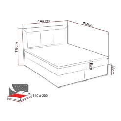 Mobilier1 Lit continental Pomona 114, Double, Brun clair, Tissu, Disponible Outlet