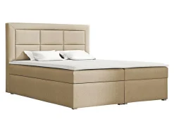 Mobilier1 Lit continental Pomona 114, Double, Brun clair, Tissu, Disponible Outlet