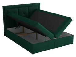 Mobilier1 Lit continental Pomona 113, Double, Brun clair, Tissu, Disponible