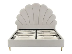 Vente-unique Lit coquillage 140 x 190 cm - Tissu - Beige + Matelas - LIVAYA Discount