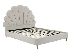 Vente-unique Lit coquillage 140 x 190 cm - Tissu - Beige + Matelas - LIVAYA Discount