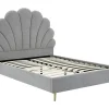 Vente-unique Lit coquillage 160 x 200 cm - Tissu - Gris clair - LIVAYA
