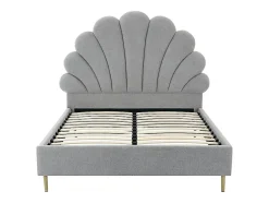 Vente-unique Lit coquillage 160 x 200 cm - Tissu - Gris clair - LIVAYA