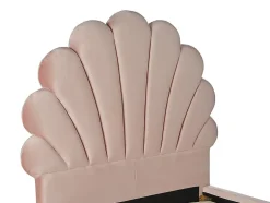 Vente-unique Lit coquillage 90 x 190 cm - Velours - Rose - MOANA Hot