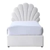 Vente-unique Lit coquillage 90 x 190 cm avec 2 tiroirs - Velours - Blanc - MOANA Hot