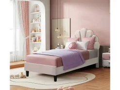 Habitat Et Jardin Lit coquillage en velours "Manon" 90 x 190 cm Beige