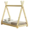 Enfant [En.Casa] Lit de Tipi pour Enfant Onejda Bois Naturel 140 x 70 cm en.casa