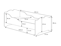 Kobi Lit d'enfant ANNA avec matelas 140x70 Eléphant Outlet