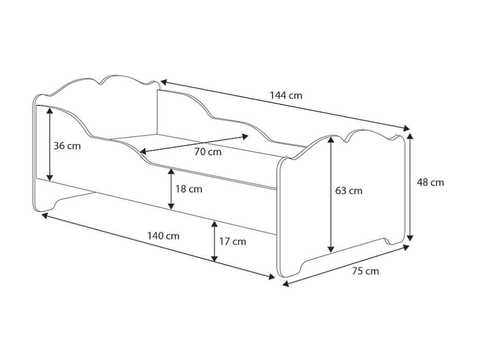 Kobi Lit d'enfant ANNA avec matelas 140x70 Eléphant Outlet