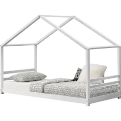 [En.Casa] Lit D'enfant Design Maison Vardoe Pin 90 X 200 Cm Blanc Mat en.casa Hot