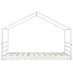 [En.Casa] Lit D'enfant Design Maison Vardoe Pin 90 X 200 Cm Blanc Mat en.casa Hot