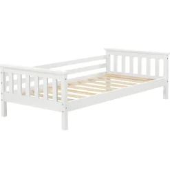 [En.Casa] Lit d'Enfant Design Nuuk en Pin 140 x 70 cm Blanc Mat Laqué en.casa Clearance
