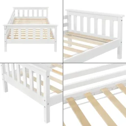 [En.Casa] Lit d'Enfant Design Nuuk en Pin 140 x 70 cm Blanc Mat Laqué en.casa Clearance