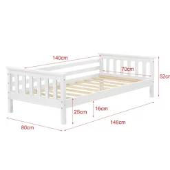 [En.Casa] Lit d'Enfant Design Nuuk en Pin 140 x 70 cm Blanc Mat Laqué en.casa Clearance