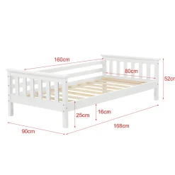 Enfant [En.Casa] Lit d'Enfant Design Nuuk en Pin 160 x 80 cm Blanc Mat Laqué en.casa